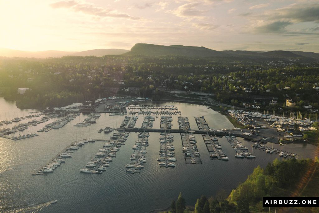Solvik Marina in sunset.