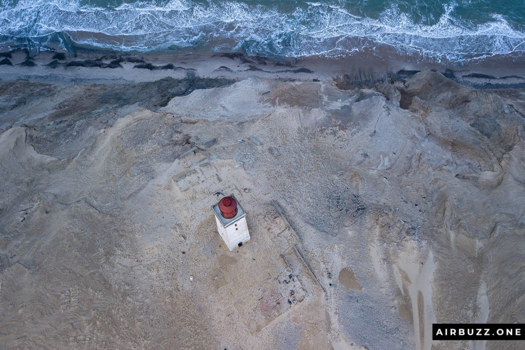 Fascinating shot of Rubjerg Knude Fyr from the air.