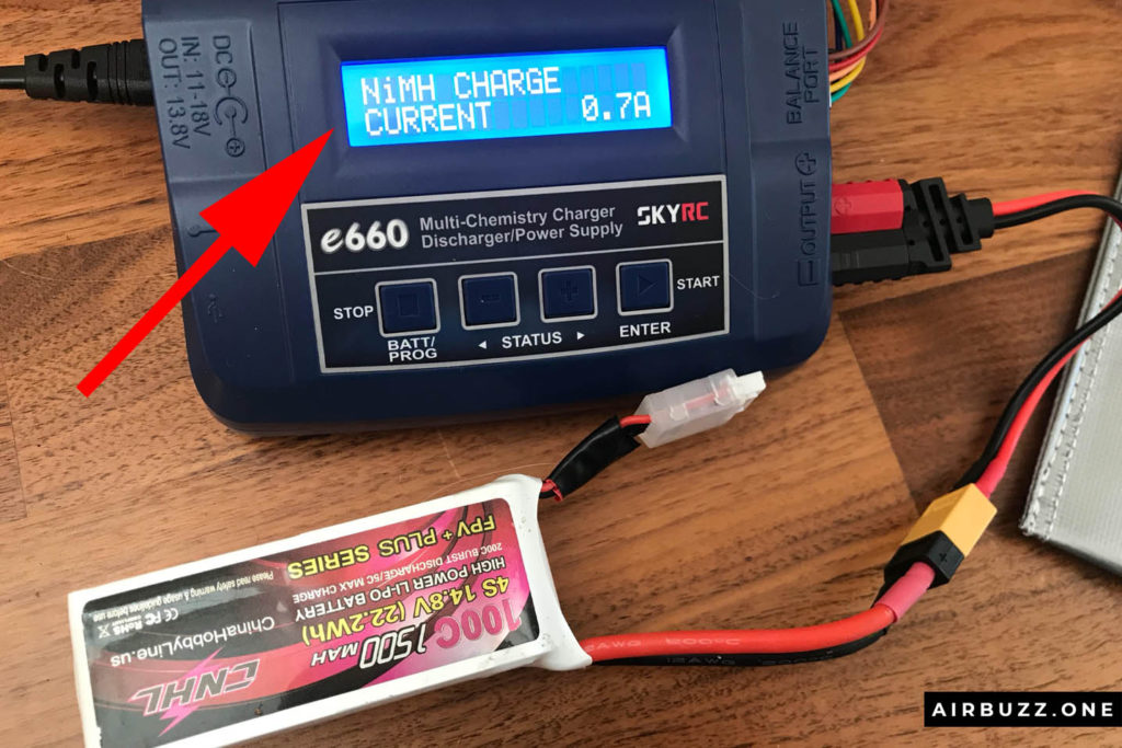Unplug balancing cord and switch to NiMH Charge program.